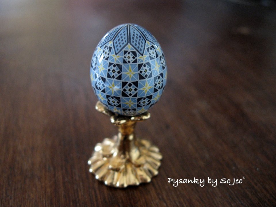 Turquoise Diamonds and Stars Ukrainian Easter Egg Pysanky By So Jeo